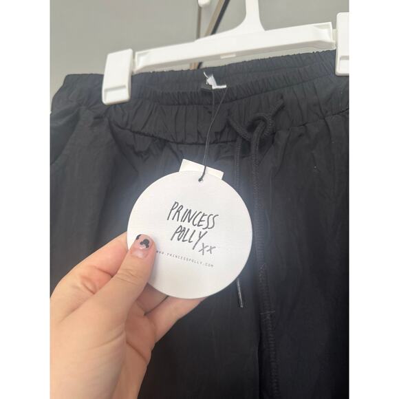 Princess Polly Black Flossie Parachute Pants Size 8 Grunge Goth Cargo Pants - Picture 7 of 10